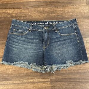 Articles Of Society Dark Blue Frayed Jean Shorts